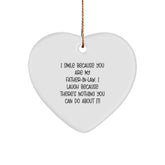 Funny Heart Ornament Gifts from Daughter-In-Law to Father-In-Law, Christmas Unique Gifts for Father-In-Law, Heart Shaped White Ornament - Image 1